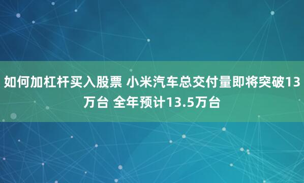 如何加杠杆买入股票 小米汽车总交付量即将突破13万台 全年预计13.5万台