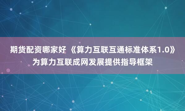 期货配资哪家好 《算力互联互通标准体系1.0》为算力互联成网发展提供指导框架