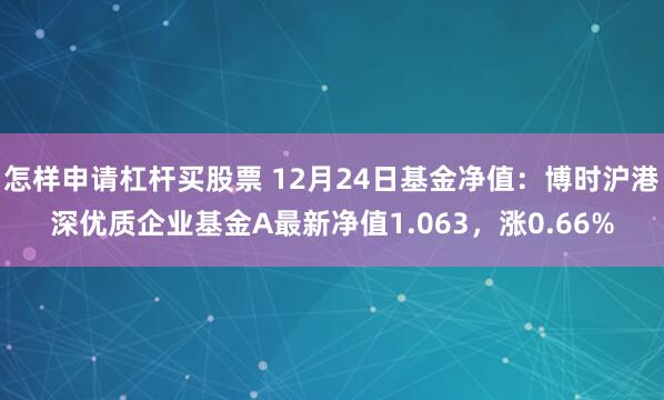 怎样申请杠杆买股票 12月24日基金净值：博时沪港深优质企业基金A最新净值1.063，涨0.66%