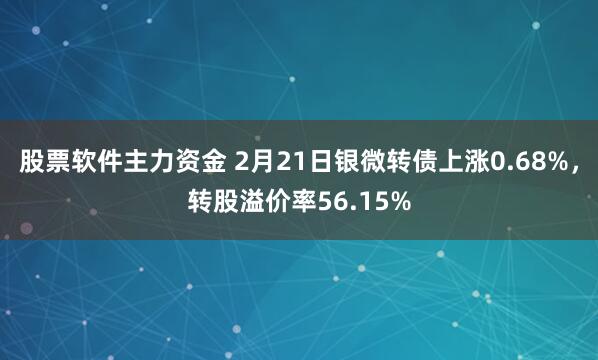 股票软件主力资金 2月21日银微转债上涨0.68%，转股溢价率56.15%