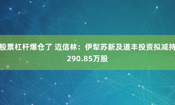 股票杠杆爆仓了 迈信林：伊犁苏新及道丰投资拟减持290.85万股