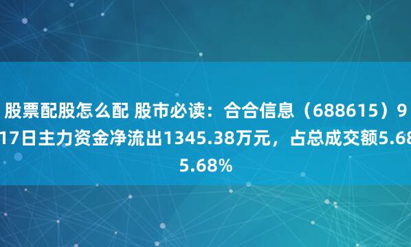 股票配股怎么配 股市必读：合合信息（688615）9月17日主力资金净流出1345.38万元，占总成交额5.68%